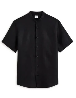 Hemd regular fit Mao kraag 100% linnen - zwart