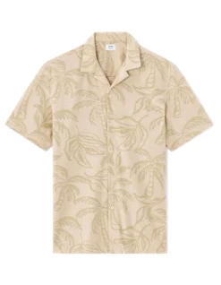 Hemd regular fit palmbomenprint - beige