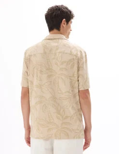 Hemd regular fit palmbomenprint - beige