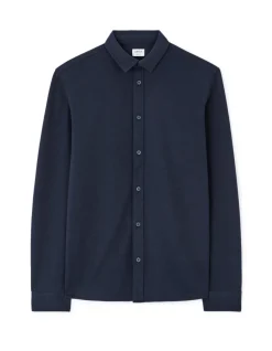 Hemd regular fit van jersey - marineblauw