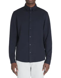 Hemd regular fit van jersey - marineblauw