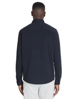 Hemd regular fit van jersey - marineblauw
