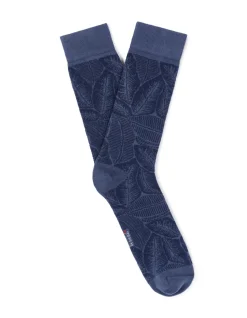 Hoge sportkousen van stretchkatoen - blauw