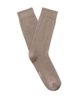 Hoge sportkousen van stretchkatoen - taupe
