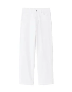 Hoge taille wijde pijpen jeans, 3 lengtes - ecru