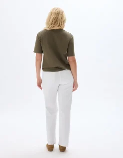Hoge taille wijde pijpen jeans, 3 lengtes - ecru