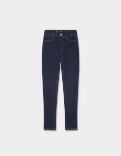Jegging met hoge taille - rauw blauw
