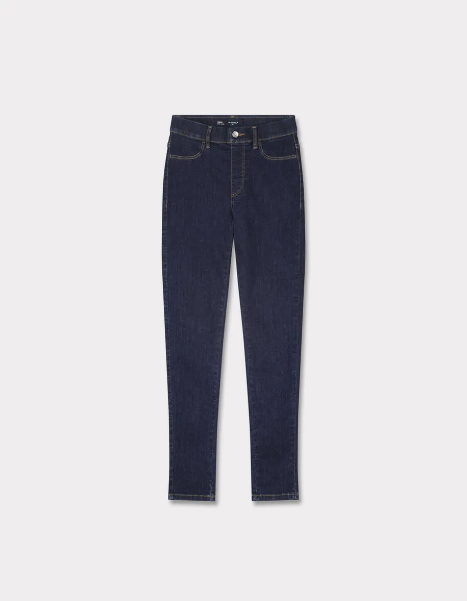 Jegging met hoge taille - rauw blauw