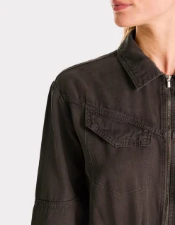 Jumpsuit met ritssluiting en trekkoord - grijs