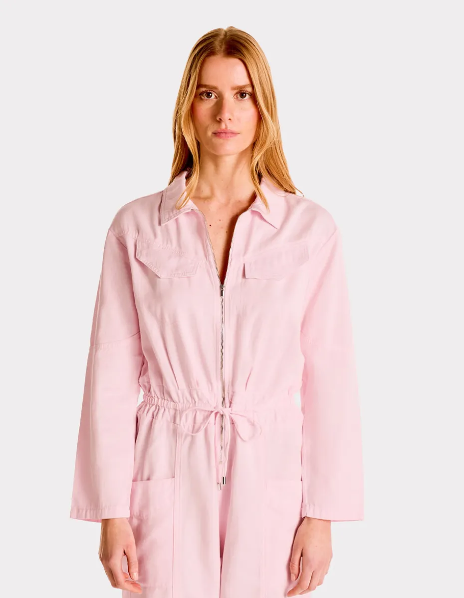 Jumpsuit met ritssluiting en trekkoord - roze