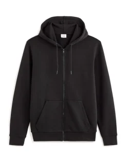 Katoenen hoodie met rits - zwart