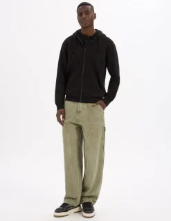 Katoenen hoodie met rits - zwart