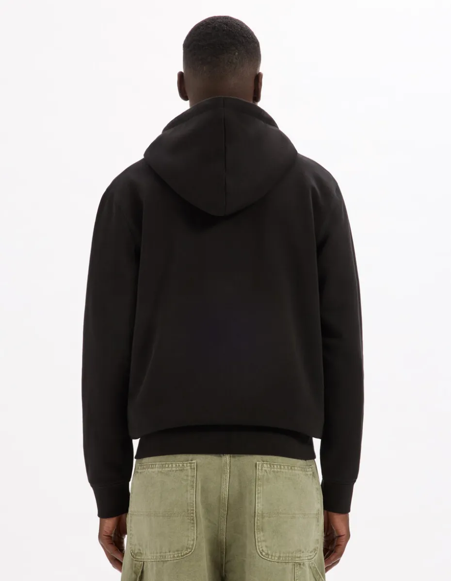 Katoenen hoodie met rits - zwart