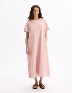 Katoenen midi-jurk - roze