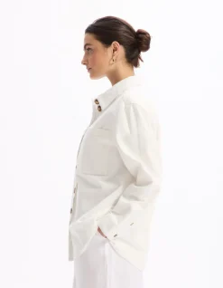 Katoenen overshirt - wit