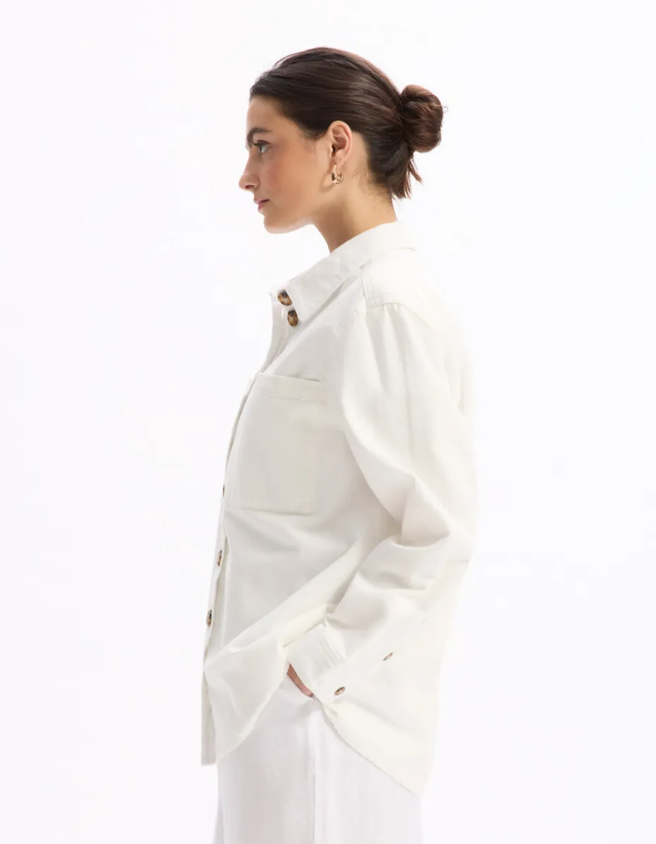 Katoenen overshirt - wit