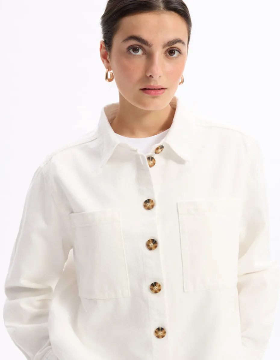 Katoenen overshirt - wit