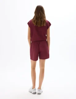 Katoenen short van gaas - bordeauxrood