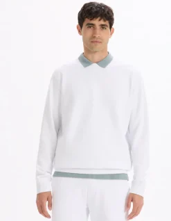 Katoenen sweater met ronde hals - wit