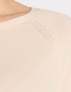 Katoenen trui met korte mouwen en ronde hals - beige