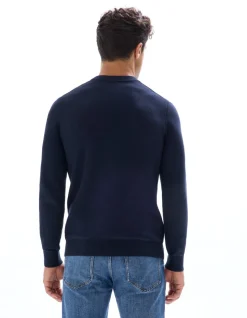 Katoenen trui met ronde hals - marineblauw