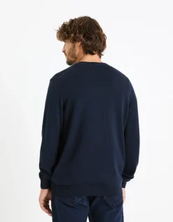 Katoenen trui met ronde hals - marine