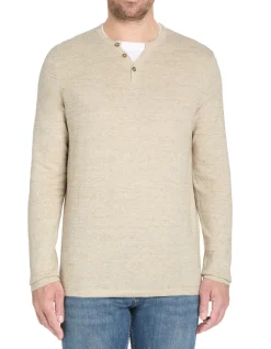 Katoenen trui met Tunesische kraag - beige
