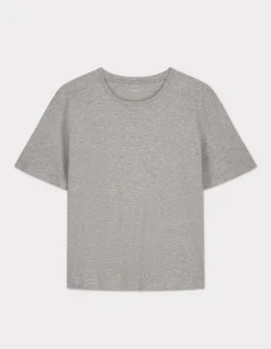 Katoenen T-shirt met ronde hals - lichtgrijs