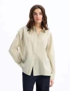 Katoenen voile shirt - grijs