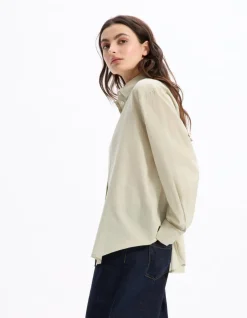 Katoenen voile shirt - grijs