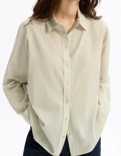Katoenen voile shirt - grijs