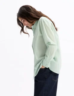 Katoenen voile shirt - groen