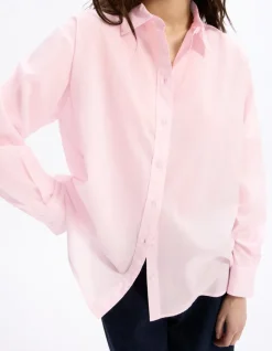 Katoenen voile shirt - roze