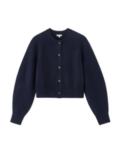 Kort effen gebreid gilet - marineblauw