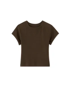 kort effen T-shirt - bruin