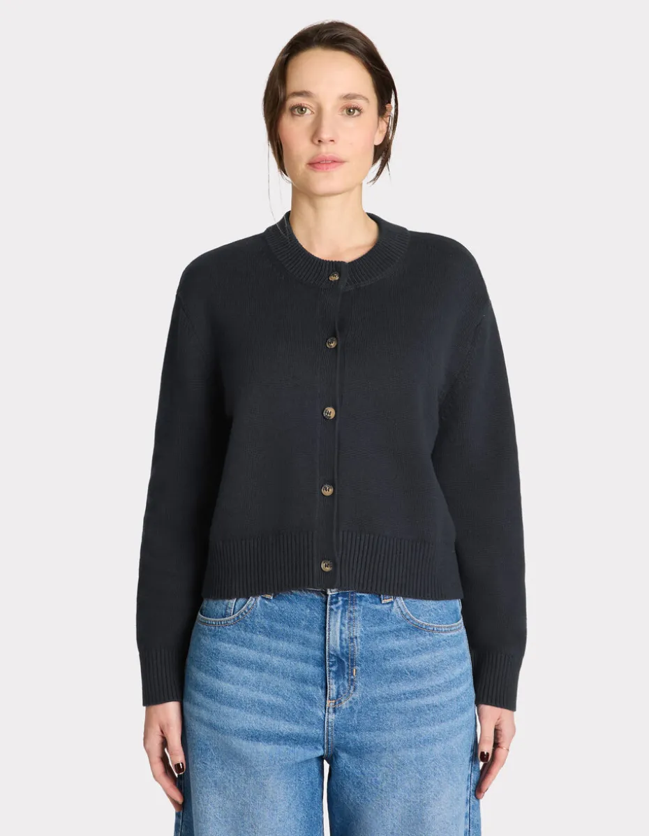 Kort katoenen vest - marineblauw