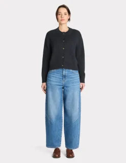 Kort katoenen vest - marineblauw