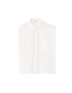 Kort mouwloos boxy shirt - ecru