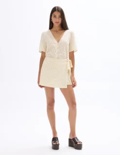 Kort rokje broderie anglaise - ecru