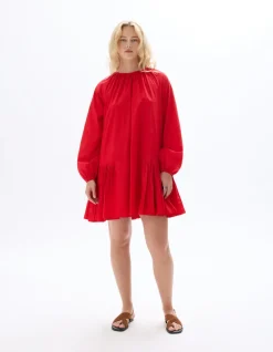 Korte geplooide jurk - rood