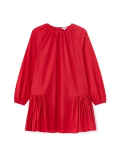 Korte geplooide jurk - rood