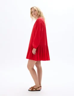 Korte geplooide jurk - rood