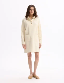 Korte jurk in plat - beige