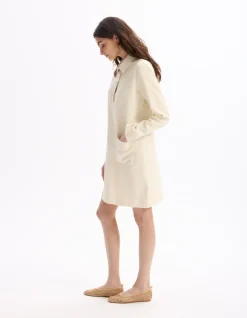 Korte jurk in plat - beige