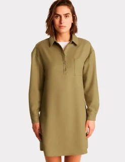 Korte jurk met lange mouwen - groen