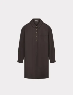 Korte jurk met lange mouwen - grijs