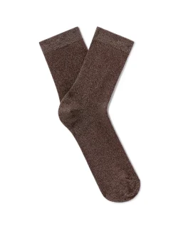 Korte lurex sokken - bruin