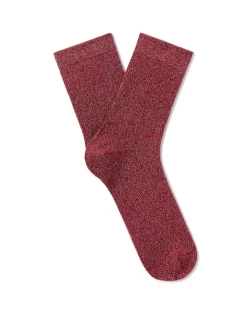 Korte lurex sokken - rood