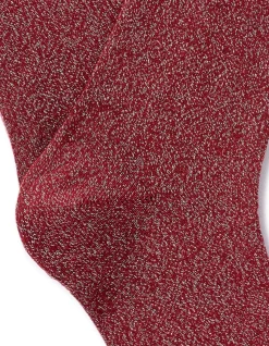 Korte lurex sokken - rood