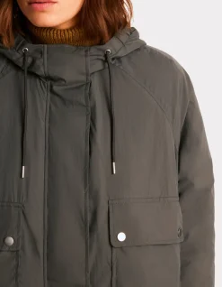 Korte parka met verstelbare capuchon - grijs